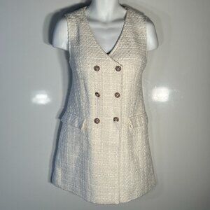 ZARA SZM Ivory Boucle Tweed Jumper Dress Quiet Luxury Academia Minimalist Preppy